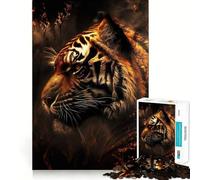 Tiger Fire Jigsaws 1000 Pieces for Adults Brain Challenge Toy Peaceful Time Clear Cut Art Collectible (50x75cm)