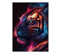 Tiger Fire Neon 1000pcs Mini Puzzle for Family Challenging | 70x50cm Cardboard Home Decor Durable Structure Birthday Gift Stress Relief