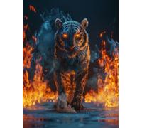 Tiger Flame Paint by Numbers for Adults with Frame, Large Paint by Number Canvas Kits, DIY Color Oil Painting Acrylic Paints with Brushes, Hobbies for Adults Women, Home Wall Decor 20x30cm J8-573
