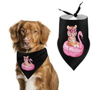 Tiger Flamingos Swimming Ring Dog Bandana Pet Scarf for Small Medium Large Dogs Triangle Bibs Photo Prop Gift