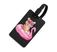 Tiger Flamingos Swimming Ring Luggage Tags for Suitcases Handbag Tag Labels Travel Accessories Privacy Cover ID Label
