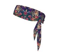 Tiger Floral Flower Sports bandage with printed headband, suitable for basketball, running, tennis, karate, and track and field