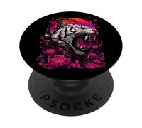 Tiger Floral Japanese Art Illustration PopSockets Adhesive PopGrip
