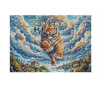 Tiger Flower Jungle 300 Piece Jigsaw Puzzle for Adults Teens Craft Room Decor Creative Project Whimsical Artwork for Crafters 300 PCS