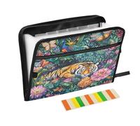 Tiger Flowers Butterfly Expanding File Folder A4,13 Pockets File Organiser, Paperwork A4 Plastic Wallet Document Storage Expander for School,Office and Home
