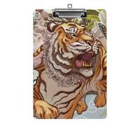 Tiger Flowers Clipboard Standard A4 Letter Size Clip Boards for School Office Restaurants