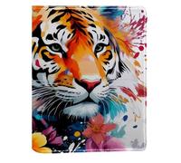 Tiger Flowers Replaceable Book Cover, Reusable PU Leather Book Protector, Suitable for 148x210 mm Notebooks