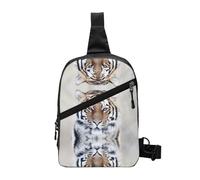 Tiger Foldable Chest Sling Bag,Water-Resistant Lightweight Crossbody Pack For Travel Hiking Daily Use,Adjustable Strap Dual Zipper Pockets