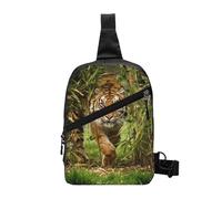 Tiger Foldable Chest Sling Bag,Water-Resistant Lightweight Crossbody Pack For Travel Hiking Daily Use,Adjustable Strap Dual Zipper Pockets