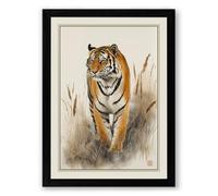 Tiger Forward Gaze Boho Framed Wall Art Print A1 (84.1×59.4cm) Black, Wall Decor for Living Room, Bedroom, Office & Home, Ready to Hang, Art Gift