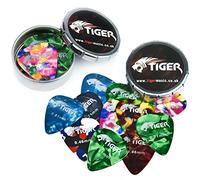TIGER GAC41 Guitar Plectrums with 2 Pick Storage Tins - 24 Medium Guitar Picks