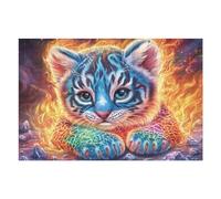 Tiger Galaxy Eyes 1000 Piece Complete Jigsaw Puzzle Set Teens Beginners Mind Relaxation Puzzle Fans Group Play Anniversary Fathers Gift Thick Cardboard 1000 PCS