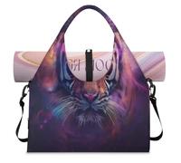 Tiger Galaxy Nebula Sports Duffel Bag for Women Men Weekend Overnight Bag with Shoe Compartment Shoulder Tote Luggage Bag for Yoga Gym Travel