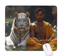 Tiger Gaming Mouse Pad,Zen Mouse Pad 400x300x3mm Mousepad Small Size Stitched Edge,Waterproof Non-Slip Rubber Base Mousemat Improves Accuracy and Speed,Desk Mat Laptop for Office Gaming and Home D-355