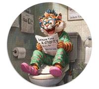 Tiger Go Toilet 1000 Piece Jigsaw Puzzles for Adults Round Jigsaw Puzzles 1000 Pieces for Adults Challenging DIY Brain Teaser for Teenagers 67.5x67.5cm