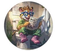 Tiger Go Toilet 1000 Piece Jigsaw Puzzles for Adults Round Jigsaw Puzzles 1000 Pieces for Adults Challenging DIY Brain Teaser for Teenagers 67.5x67.5cm