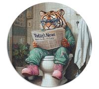 Tiger Go Toilet 1000 Pieces Puzzle Gifts 1000 Piece Round Puzzle for Travel Lovers & Couples, Challenging Toy 67.5x67.5cm