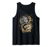 Tiger Gold Dragon Yin Yin yang Oriental Asian art Tank Top