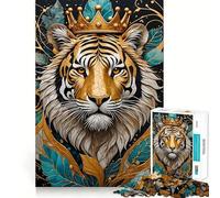 Tiger Golden Kintsugi Jigsaw Puzzles 1000 Pieces for Adults Think Smart Toy Indoor Play Accurate Cut Lovely Gift (38x26cm)