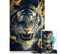 Tiger Golden Mist Jigsaws 1000 Pieces for Adults Brain Challenge Toy Peaceful Time Clear Cut Art Collectible (38x52cm)