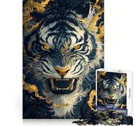 Tiger Golden Mist Jigsaws 1000 Pieces for Adults Brain Challenge Toy Peaceful Time Clear Cut Art Collectible (38x52cm)