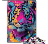 Tiger Graffiti Adult Jigsaws 1000 Piece, Learning Educational Toys Family Games with Matching Poster And Trivia Sheet (50x75cm)
