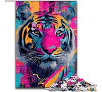 Tiger Graffiti Jigsaw Puzzles for Adults Teenagers Jigsaws Puzzle, Challenging Game And Family Play Artists Collection, Fine Art for Age 14 Years Up (50x75cm)