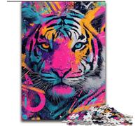 Tiger Graffiti Jigsaw Puzzles for Adults Teenagers Jigsaws Puzzle, Challenging Game And Family Play with Matching Poster And Trivia Sheet (26x38cm)