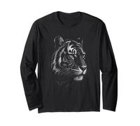 Tiger Graphic Women Tee Tiger Face Head Print Grunge Vintage Long Sleeve T-Shirt
