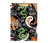 Tiger Green Dragon Clipboards Cute Clip Board A4 Standard Size Clip Board with Low Profile Metal Clip for Students, Women, Man