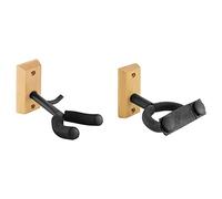 TIGER GST21-BK Violin Wall Mount with Bow Holder & Tiger GST49-BK Wooden Guitar Wall Mount for Acoustic, Electric, Bass and Classical Guitars