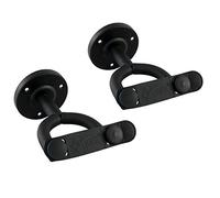 TIGER GST42-2-BK | Guitar Wall Hangers | Secure Wall Mount Hook | with Optional Securing Strap | Pack of 2