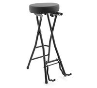 TIGER GST99-BK2 Guitar Stool with Stand Foldable Seat with Built in Guitar Stand and Footrest for Acoustic, Electric, Bass Guitars New 2021 Model