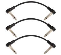 Tiger GTC-PT3 Patch Cables - 3 x 15cm Flat 1/4" Jack to Jack Leads for Effects Pedals, Synths, Pedalboards & Audio Equipment - Pack of 3