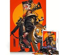 Tiger Guardian Geisha Jigsaw Puzzles for Teenagers 1000 Piece Mind Skill Toy Simple Fun Design Assembly Memorable Gift 38x52cm