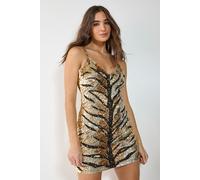 Tiger Hand Embellished Strappy Mini Dress NastyGal Gold 6