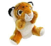 Tiger Hand Puppet Prop Kids Plush Playthings Interesting Adorable Plush Toy Story Telling Decoration Props yellow