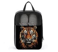 Tiger Head Artwork Shoe Bag Travel Shoe Organizer Water-Resistant Shoe Pouch with Zipper Sneaker Dust Bag, gray, One Size, Modern