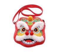 Tiger Head Bag, Crossbody Tiger Head Bag, Hand-Embroidered Lion Pattern With Adjustable Shoulder Strap, Intangible Cultural Heritage Chinese Lion Dance Wallet (Red)