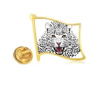 Tiger Head Close-up King Animal Golden Metal Flag Lapel Pin Badge