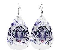Tiger Head Graffiti Leather Earrings For Women Dangle Earring Drop Pendant With Hook Gifts For Adult Girl