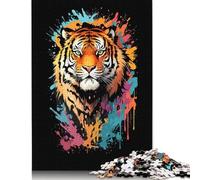 Tiger Head Graffiti Puzzle Relax Challenge Toy Premium Cardboard Jigsaw Puzzle for Adult Children Easter Gifts 1000pcs (75x50cm)