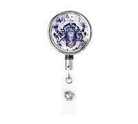 Tiger Head Graffiti Retractable Badge Holder Reel Clip Id Card Holder forNurse Student Office Worker