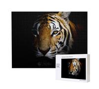 Tiger Head In Dark Printed,500 Pieces Wooden Jigsaw Family Game Jigsaw Puzzles for Adults Teens Home Decor