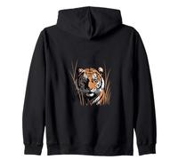 Tiger Head In Grass Jungle Wildlife Zip Hoodie