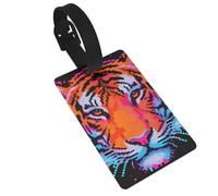 Tiger Head Luggage Tags for Suitcases - Durable PVC ID Tags with Detachable Straps for Travel, Backpack, Golf Bag, Anti-Loss