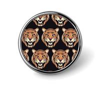 Tiger Head Pattern Button Badge Classic Cute Brooches Fashion Round Badge Exquisite Metal Lapel Pin Personalized Pins Buttons for Clothing Backpack Hat Jackets Decoration
