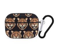 Tiger Head Pattern Case Cover with Keychain Shockproof Hard Shell Protective Case for 2nd/1st Generation Case for Women Men Bluetooth Earbuds Case