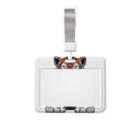 Tiger Head with Raised Paws ID Badge Holder with Lanyard ID Card Holders Waterproof Plastic Name Card Case Sliding ID Protector Pouch Name Tag Holders for Office Work Business
