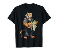 Tiger Holding Fruits Portrait Art Animal Motif Tiger T-Shirt